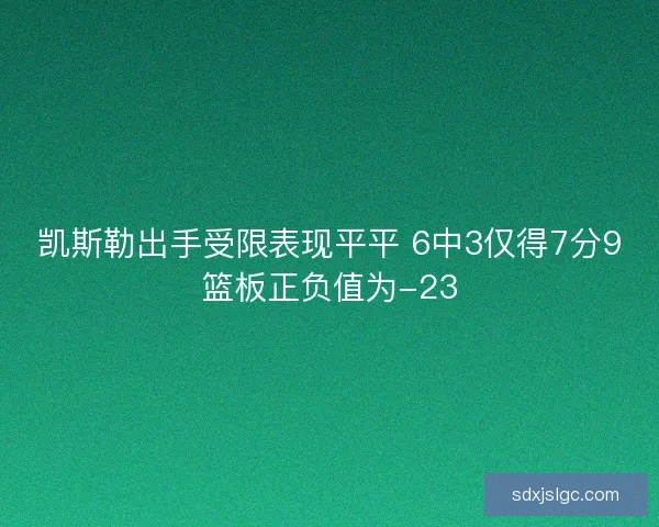 凯斯勒出手受限表现平平 6中3仅得7分9篮板正负值为-23