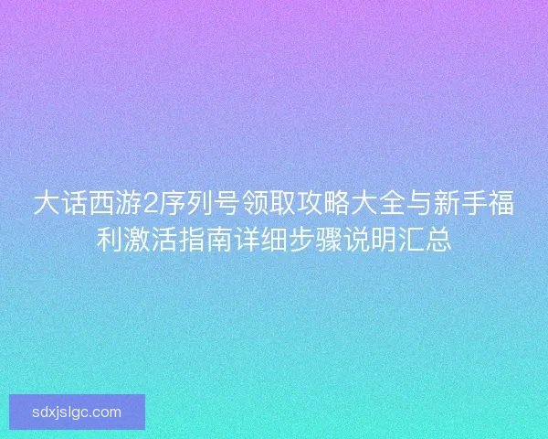 大话西游2序列号领取攻略大全与新手福利激活指南详细步骤说明汇总