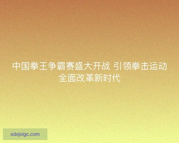 中国拳王争霸赛盛大开战 引领拳击运动全面改革新时代